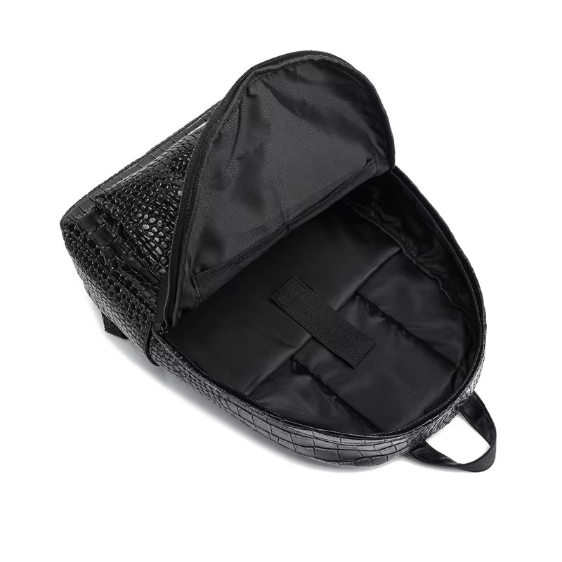 Fashion Backpack Men Luxury Alligator PU Leather Backpacks for Men Laptop Bags Large Capacity Travel Backpacks Student Schoolbag